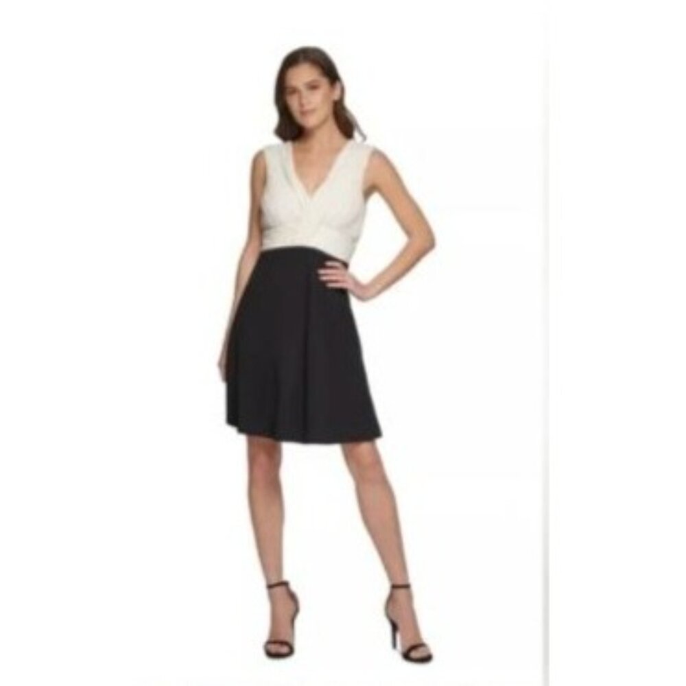 DKNY Womens Sleeveless Pleated V-Neck Dress Size 6 formal new